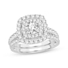 Thumbnail Image 1 of Now + Forever Lab-Grown Diamonds Round-Cut Cushion Frame Bridal Set 2 ct tw 14K White Gold