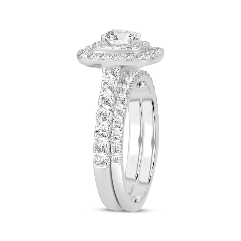 Main Image 2 of Now + Forever Lab-Grown Diamonds Round-Cut Cushion Frame Bridal Set 2 ct tw 14K White Gold