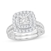 Thumbnail Image 1 of Now + Forever Lab-Grown Diamonds Princess-Cut Double Frame Bridal Set 2 ct tw 14K White Gold