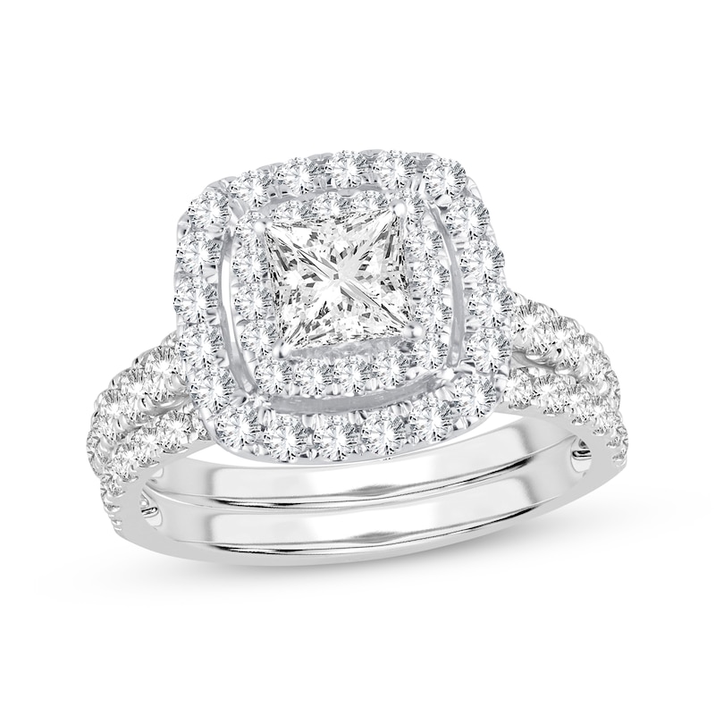 Main Image 1 of Now + Forever Lab-Grown Diamonds Princess-Cut Double Frame Bridal Set 2 ct tw 14K White Gold