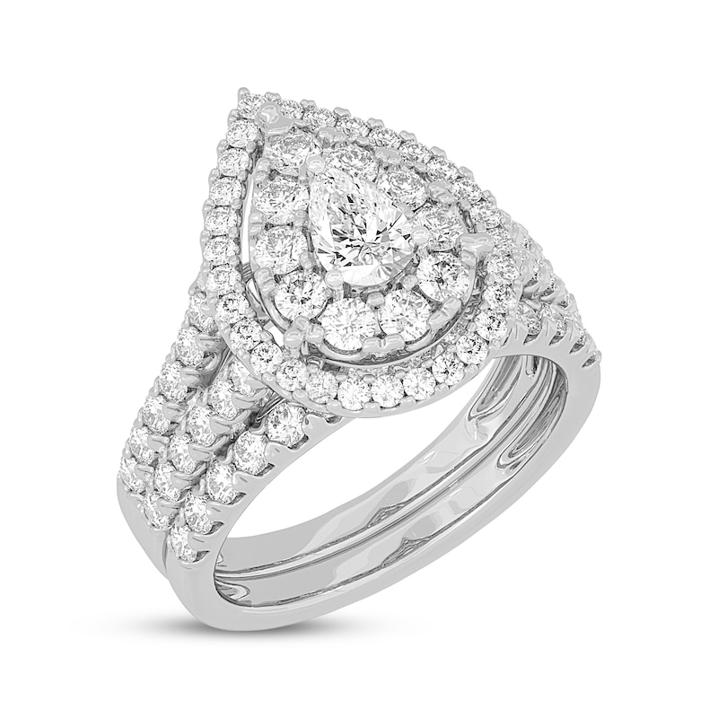 Main Image 2 of Now + Forever Lab-Grown Diamonds Pear-Shaped Double Frame Bridal Set 2 ct tw 14K White Gold