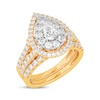 Thumbnail Image 2 of Now + Forever Lab-Grown Diamonds Pear-Shaped Double Frame Bridal Set 2 ct tw 14K Yellow Gold
