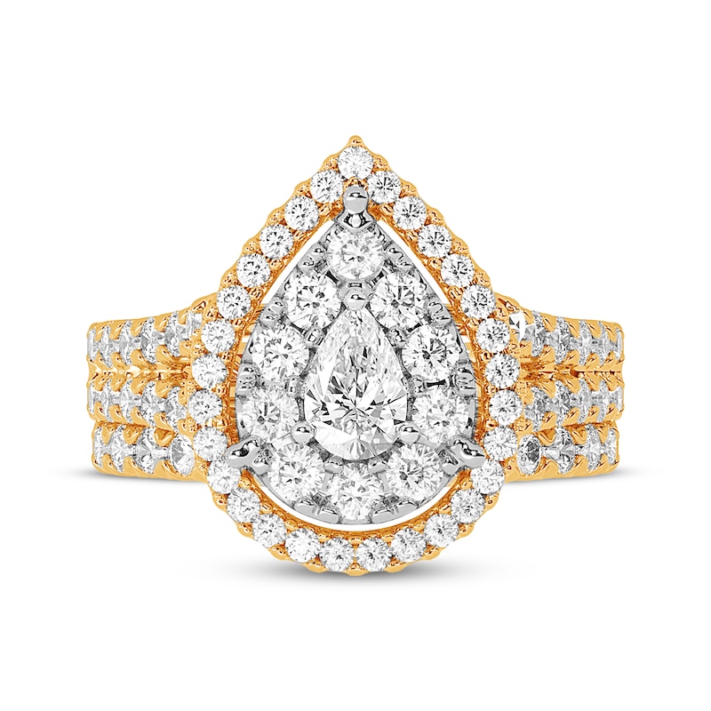 Main Image 3 of Now + Forever Lab-Grown Diamonds Pear-Shaped Double Frame Bridal Set 2 ct tw 14K Yellow Gold
