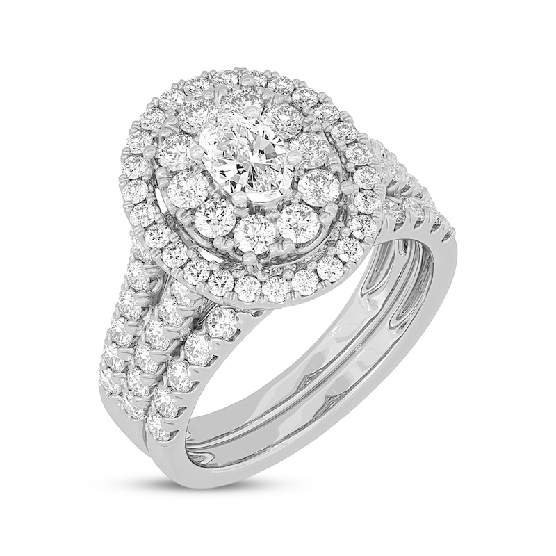 Main Image 2 of Now + Forever Lab-Grown Diamonds Oval-Cut Double Frame Bridal Set 2 ct tw 14K White Gold