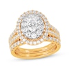 Thumbnail Image 1 of Now + Forever Lab-Grown Diamonds Oval-Cut Double Frame Bridal Set 2 ct tw 14K Yellow Gold