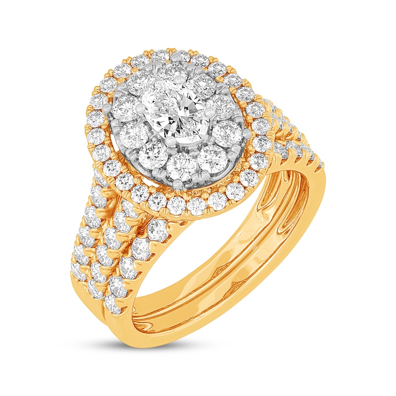 Main Image 2 of Now + Forever Lab-Grown Diamonds Oval-Cut Double Frame Bridal Set 2 ct tw 14K Yellow Gold