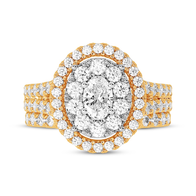 Main Image 3 of Now + Forever Lab-Grown Diamonds Oval-Cut Double Frame Bridal Set 2 ct tw 14K Yellow Gold