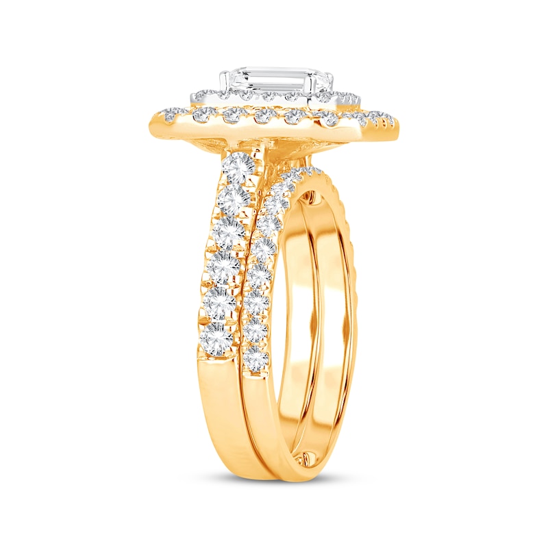 Lab-Created Diamonds by KAY Emerald-Cut Double Frame Bridal Set 2 ct tw 14K Yellow Gold