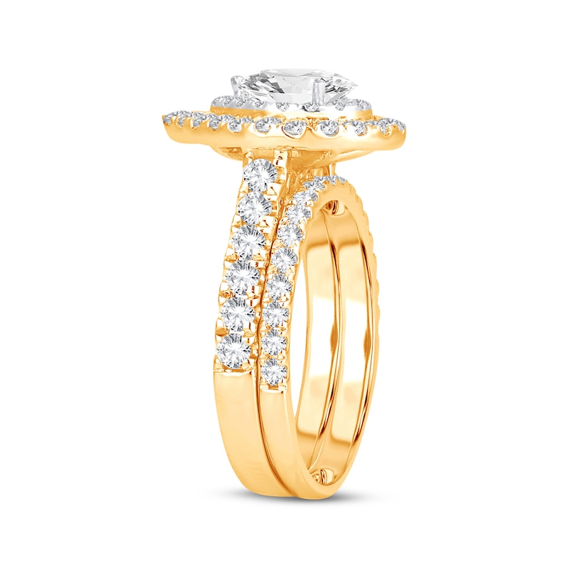 Main Image 2 of Now + Forever Lab-Grown Diamonds Pear-Shaped Double Frame Bridal Set 2 ct tw 14K Yellow Gold