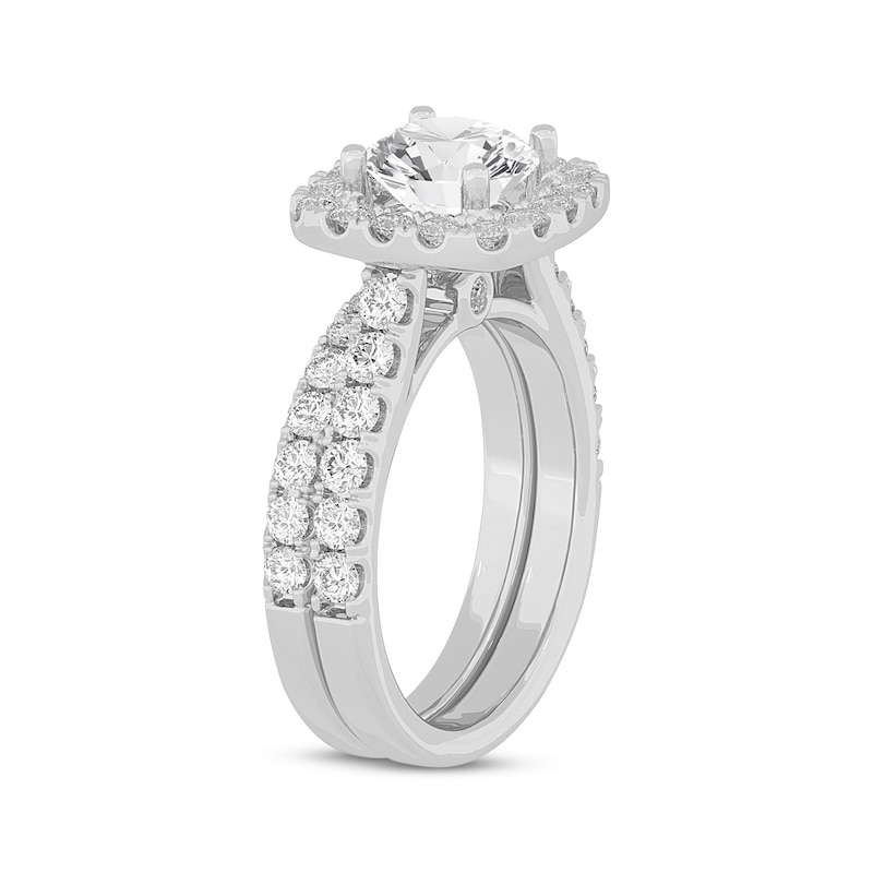 Lab-Created Diamonds by KAY Round-Cut Cushion Frame Bridal Set 3 ct tw 14K White Gold