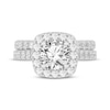 Thumbnail Image 2 of Lab-Created Diamonds by KAY Round-Cut Cushion Frame Bridal Set 3 ct tw 14K White Gold