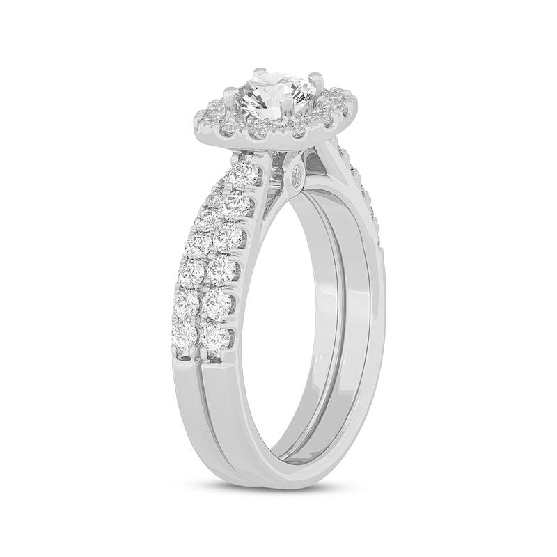 Main Image 2 of Now + Forever Lab-Grown Diamonds Round-Cut Cushion Frame Bridal Set 1-1/2 ct tw 14K White Gold