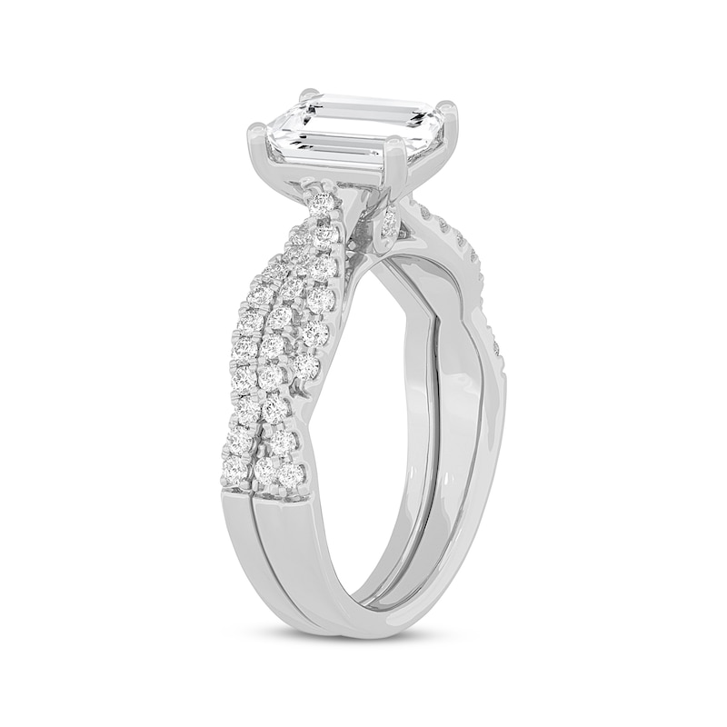 Main Image 2 of Now + Forever Lab-Grown Diamonds Emerald-Cut Twist Shank Bridal Set 2 ct tw 14K White Gold