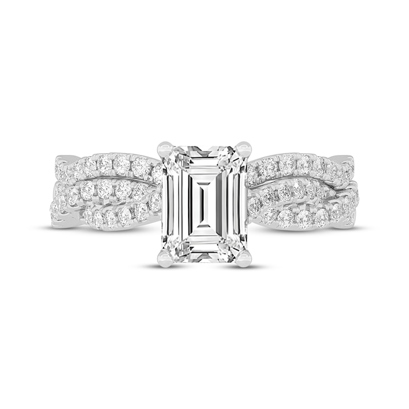 Main Image 3 of Now + Forever Lab-Grown Diamonds Emerald-Cut Twist Shank Bridal Set 2 ct tw 14K White Gold