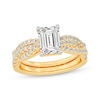 Thumbnail Image 1 of Now + Forever Lab-Grown Diamonds Emerald-Cut Twist Shank Bridal Set 2 ct tw 14K Yellow Gold