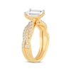 Thumbnail Image 2 of Now + Forever Lab-Grown Diamonds Emerald-Cut Twist Shank Bridal Set 2 ct tw 14K Yellow Gold