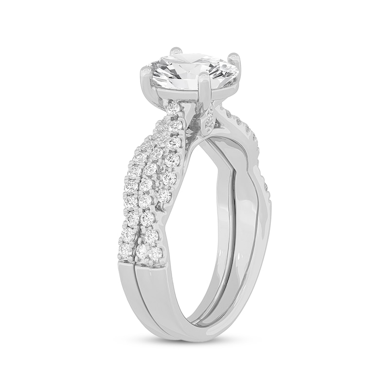Main Image 2 of Now + Forever Lab-Grown Diamonds Oval-Cut Twist Shank Bridal Set 2 ct tw 14K White Gold