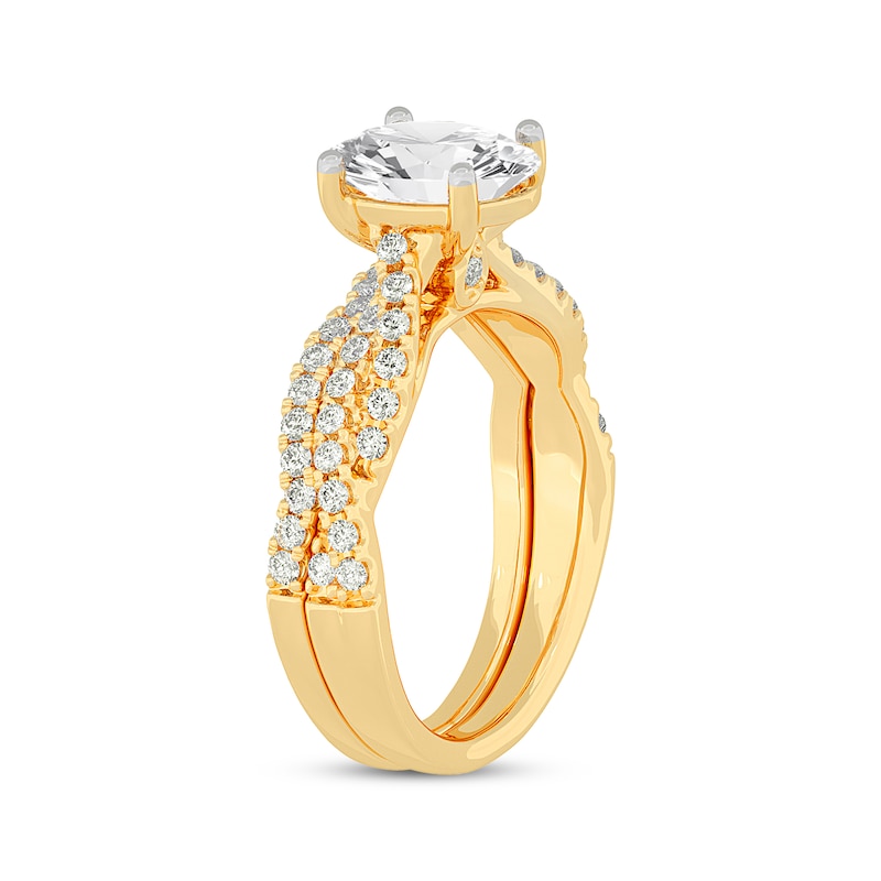 Main Image 2 of Now + Forever Lab-Grown Diamonds Oval-Cut Twist Shank Bridal Set 2 ct tw 14K Yellow Gold