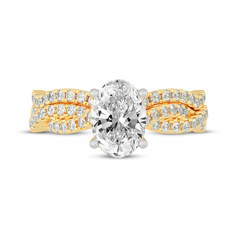 Main Image 3 of Now + Forever Lab-Grown Diamonds Oval-Cut Twist Shank Bridal Set 2 ct tw 14K Yellow Gold