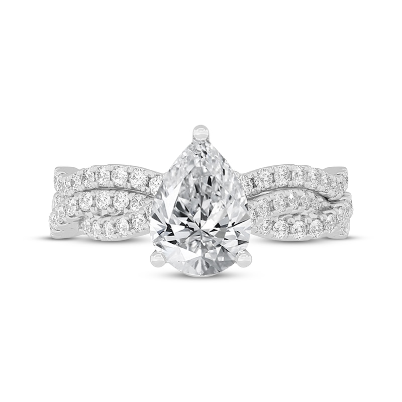 Main Image 3 of Now + Forever Lab-Grown Diamonds Pear-Shaped Twist Shank Bridal Set 2 ct tw 14K White Gold