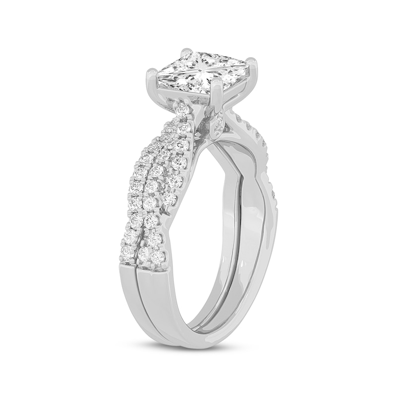 Main Image 2 of Now + Forever Lab-Grown Diamonds Princess-Cut Twist Shank Bridal Set 2 ct tw 14K White Gold