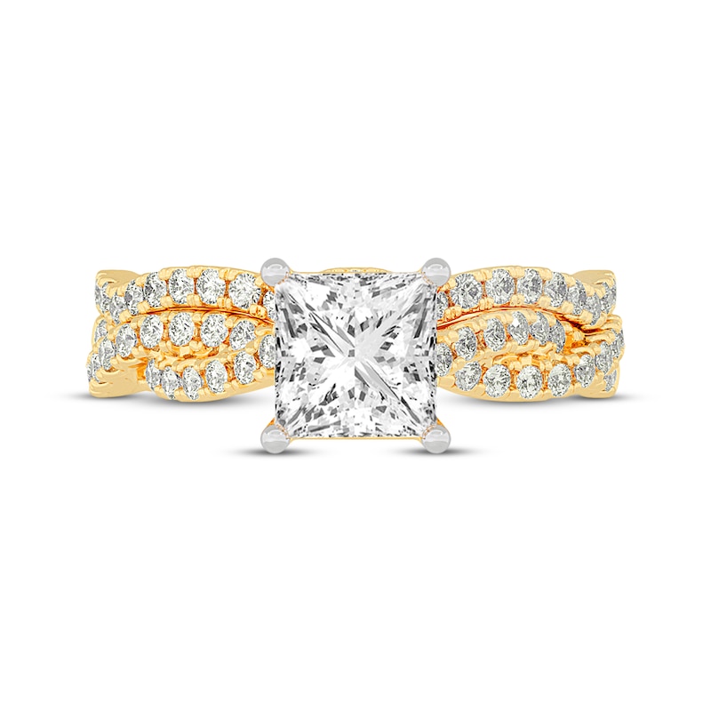 Main Image 3 of Now + Forever Lab-Grown Diamonds Princess-Cut Twist Shank Bridal Set 2 ct tw 14K Yellow Gold