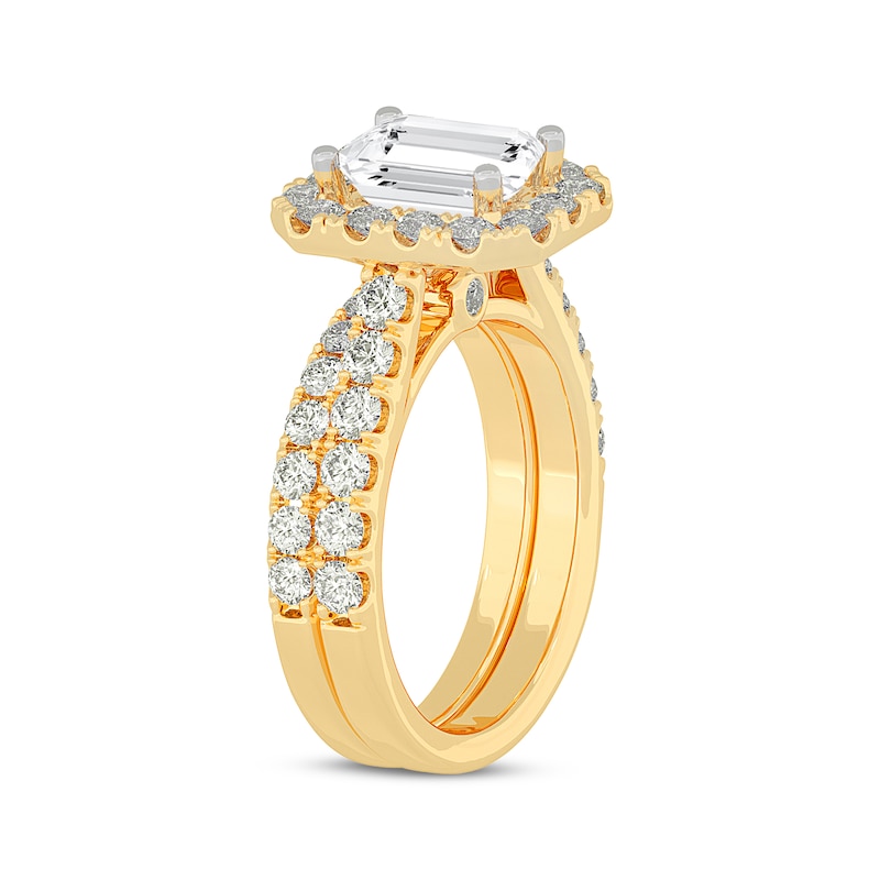 Main Image 2 of Now + Forever Lab-Grown Diamonds Emerald-Cut Bridal Set 3 ct tw 14K Yellow Gold