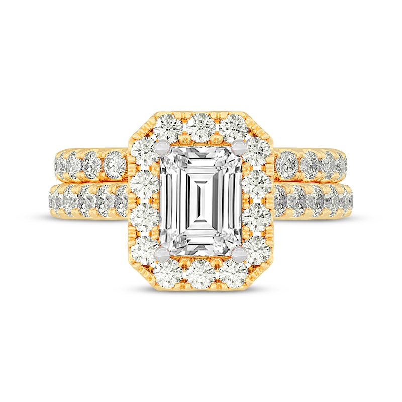 Main Image 3 of Now + Forever Lab-Grown Diamonds Emerald-Cut Bridal Set 3 ct tw 14K Yellow Gold