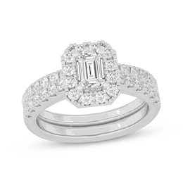 Now + Forever Lab-Grown Diamonds Emerald-Cut Bridal Set 1-1/2 ct tw 14K White Gold