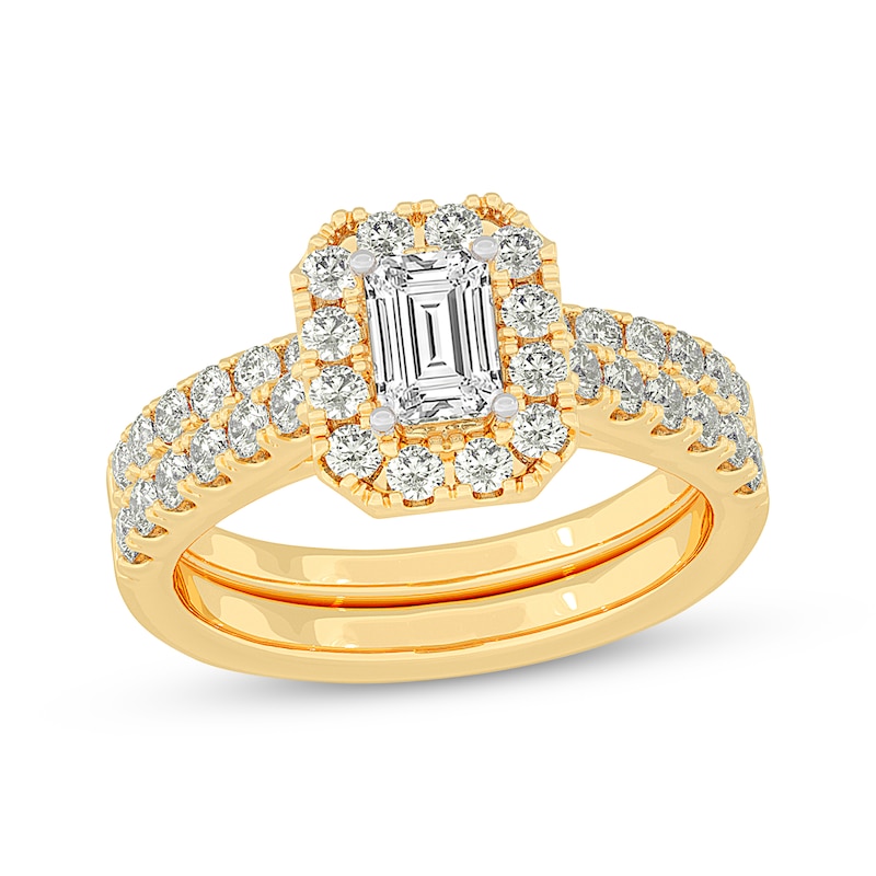 Lab-Created Diamonds by KAY Emerald-Cut Bridal Set 1-1/2 ct tw 14K Yellow Gold