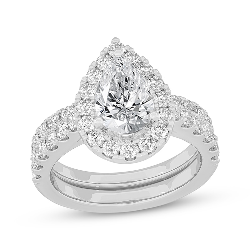 Pear Cut 1.00 Carat Certified Lab Created Diamond Engagement Ring 14k White  Gold