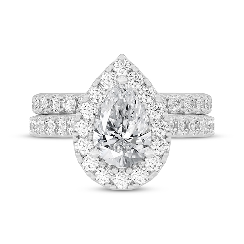 Main Image 3 of Now + Forever Lab-Grown Diamonds Pear-Shaped Bridal Set 3 ct tw 14K White Gold