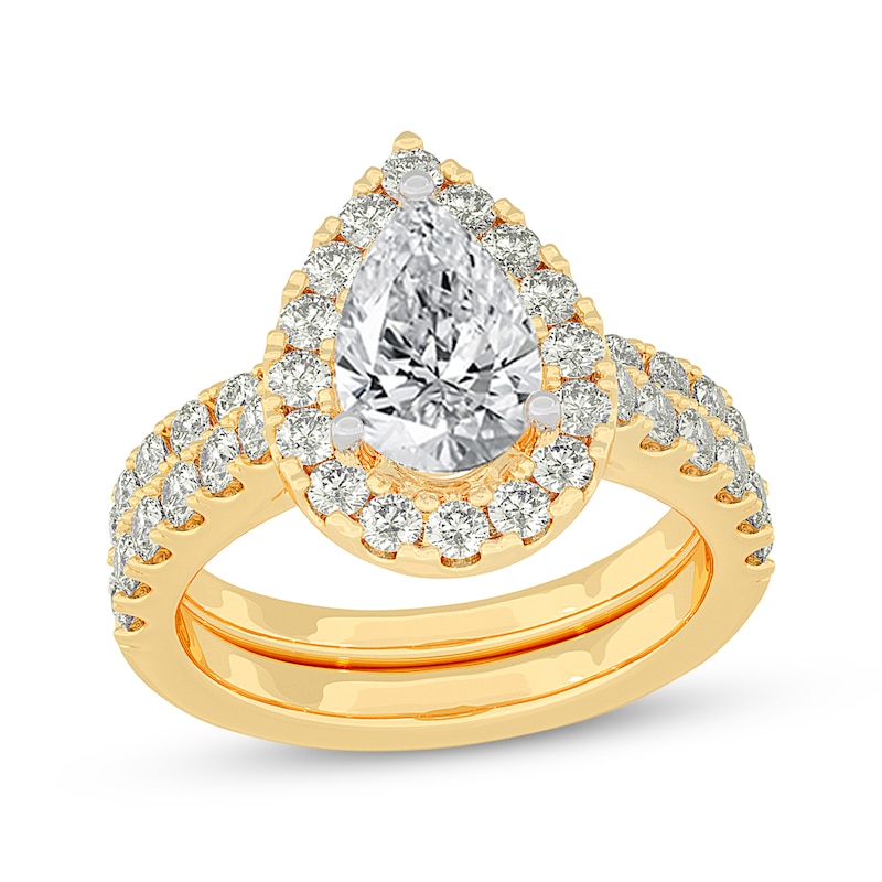 Lab-Created Diamonds by KAY Pear-Shaped Bridal Set 3 ct tw 14K Yellow Gold