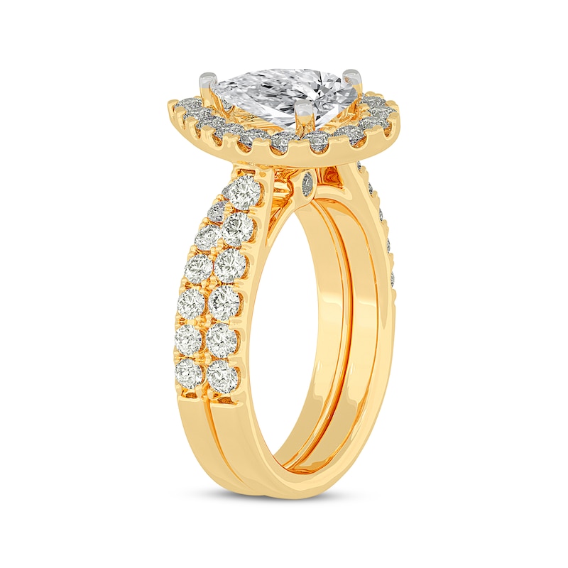 Lab-Created Diamonds by KAY Pear-Shaped Bridal Set 3 ct tw 14K Yellow Gold