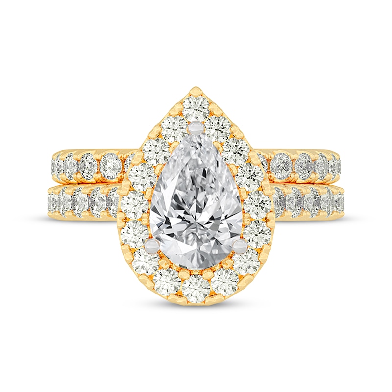 Main Image 3 of Now + Forever Lab-Grown Diamonds Pear-Shaped Bridal Set 3 ct tw 14K Yellow Gold