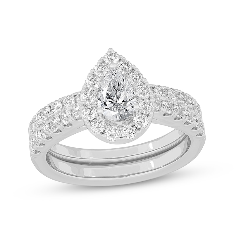 Main Image 1 of Now + Forever Lab-Grown Diamonds Pear-Shaped Bridal Set 1-1/2 ct tw 14K White Gold