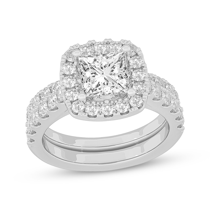 Main Image 1 of Now + Forever Lab-Grown Diamonds Princess-Cut Bridal Set 3 ct tw 14K White Gold