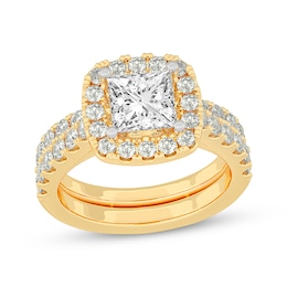 Now + Forever Lab-Grown Diamonds Princess-Cut Bridal Set 3 ct tw 14K Yellow Gold