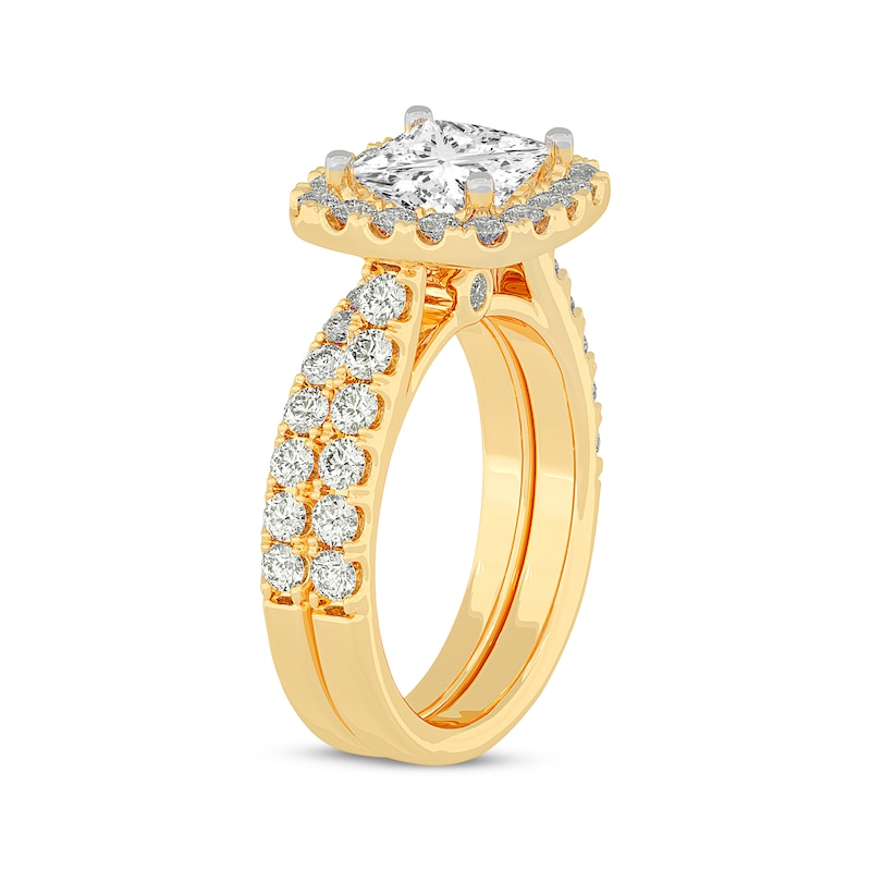 Main Image 2 of Now + Forever Lab-Grown Diamonds Princess-Cut Bridal Set 3 ct tw 14K Yellow Gold