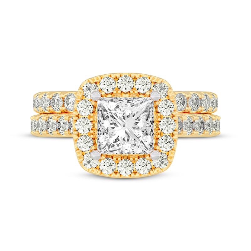 Main Image 3 of Now + Forever Lab-Grown Diamonds Princess-Cut Bridal Set 3 ct tw 14K Yellow Gold
