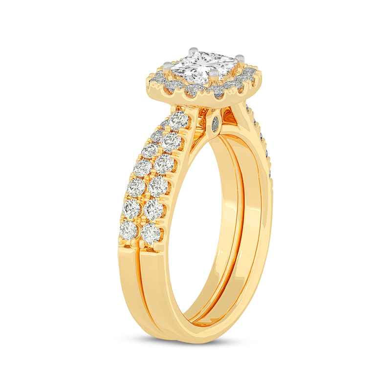 Main Image 2 of Now + Forever Lab-Grown Diamonds Princess-Cut Bridal Set 1-1/2 ct tw 14K Yellow Gold