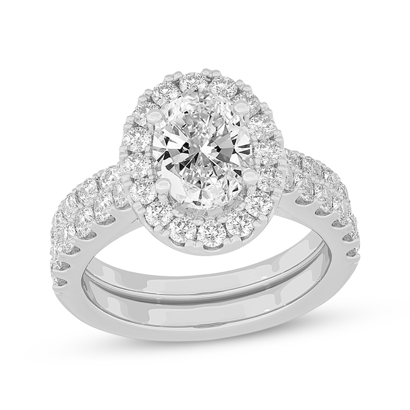 Main Image 1 of Now + Forever Lab-Grown Diamonds Oval-Cut Halo Bridal Set 3 ct tw 14K White Gold