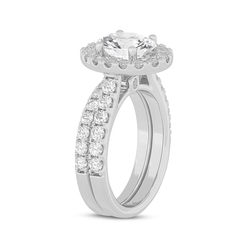 Main Image 2 of Now + Forever Lab-Grown Diamonds Oval-Cut Halo Bridal Set 3 ct tw 14K White Gold