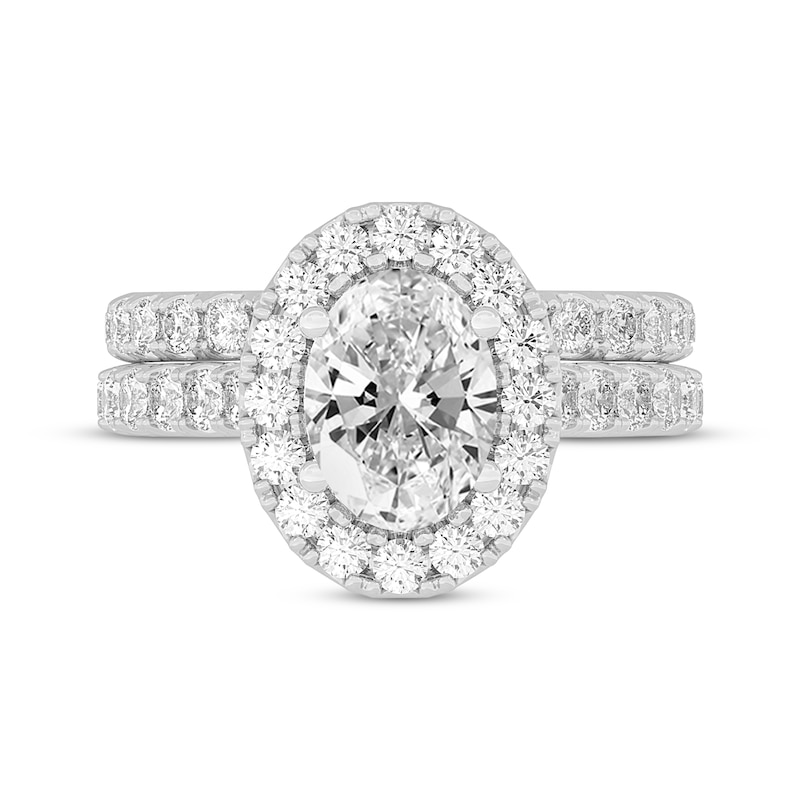 Main Image 3 of Now + Forever Lab-Grown Diamonds Oval-Cut Halo Bridal Set 3 ct tw 14K White Gold