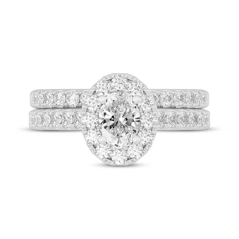 Lab-Created Diamonds by KAY Oval-Cut Halo Bridal Set 1-1/2 ct tw 14K White Gold