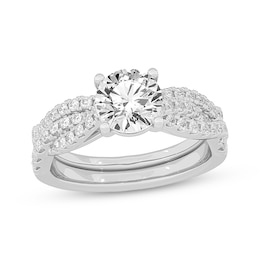 Now + Forever Lab-Grown Diamonds Round-Cut Twist Bridal Set 2 ct tw 14K White Gold