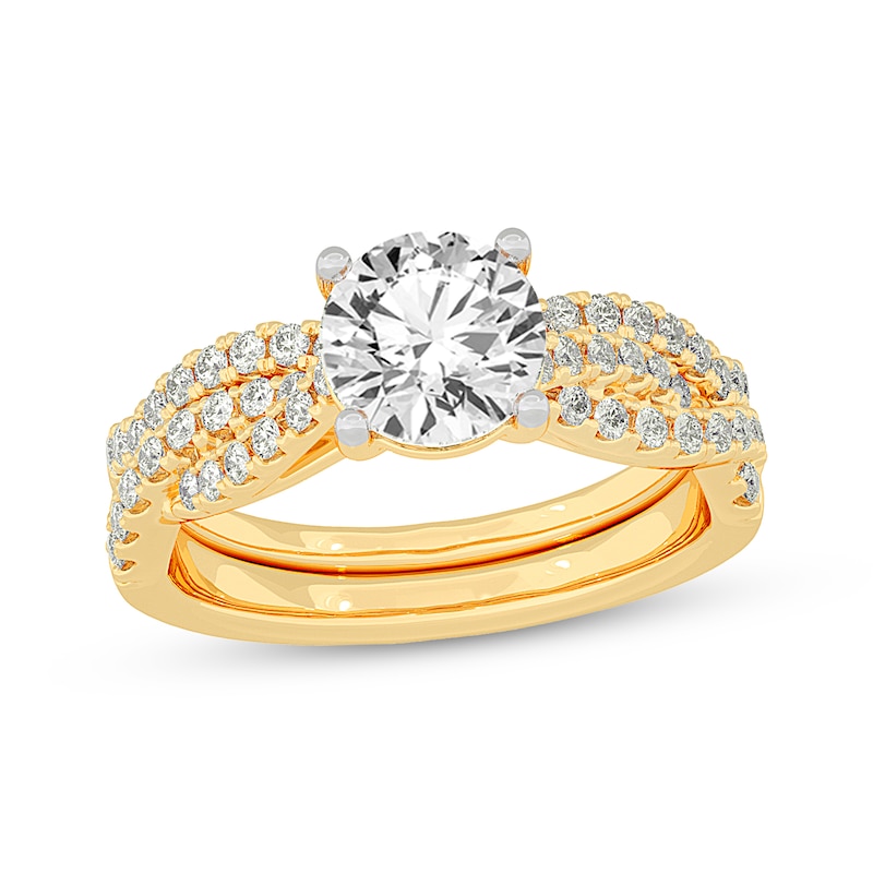 Main Image 1 of Now + Forever Lab-Grown Diamonds Round-Cut Twist Bridal Set 2 ct tw 14K Yellow Gold