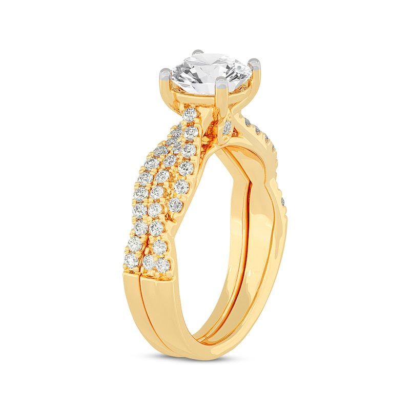 Main Image 2 of Now + Forever Lab-Grown Diamonds Round-Cut Twist Bridal Set 2 ct tw 14K Yellow Gold