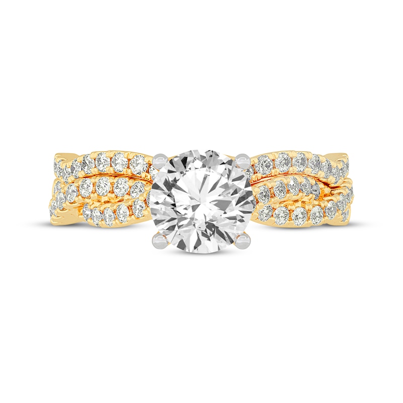 Main Image 3 of Now + Forever Lab-Grown Diamonds Round-Cut Twist Bridal Set 2 ct tw 14K Yellow Gold