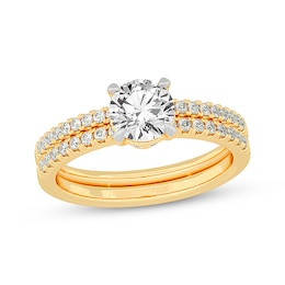 Now + Forever Lab-Grown Diamonds Round-Cut Bridal Set 1-3/8 ct tw 14K Yellow Gold